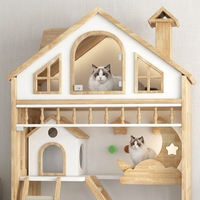 Dongma Cat Villa Bac à litière pour chat en bois massif, extra-large, imperméable, cage pour chat, armoire pour chat, maison pour chat d'intérieur