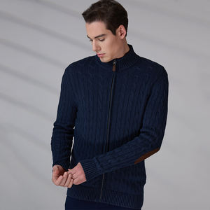 Custom Winter Stand Collar Zipper Jumper Cotton Long Sleeve Cable <b>Knit</b> <b>Cardigan</b> <b>Men</b> Sweater Manufacturer - Product Image 4