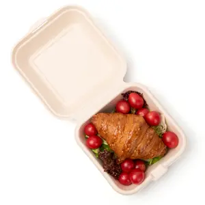 6 "биоразлагаемая пищевая упаковочная коробка одноразовая упаковочная коробка для гамбургеров