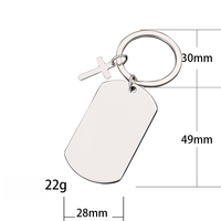 Ywyougang Blanko Gravierbarer ID-Anhänger Schlüsselanhänger, Edelstahl Schlüsselring mit Kreuz-Charm für Individuelle Lasergravur Geschenk