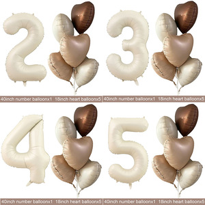 Globos de aluminio con número 0-<span class=keywords><strong>9</strong></span> digital grande verde oliva de 40 pulgadas en forma de corazón-Juego de globos felices de cumpleaños - Product Image 3