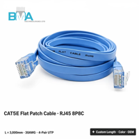 Cable de Red Ethernet Plano CAT5E RJ45 8P8C Macho a Macho, Cable LAN Plano con Conector Chapado en Oro, Longitud Personalizada Disponible