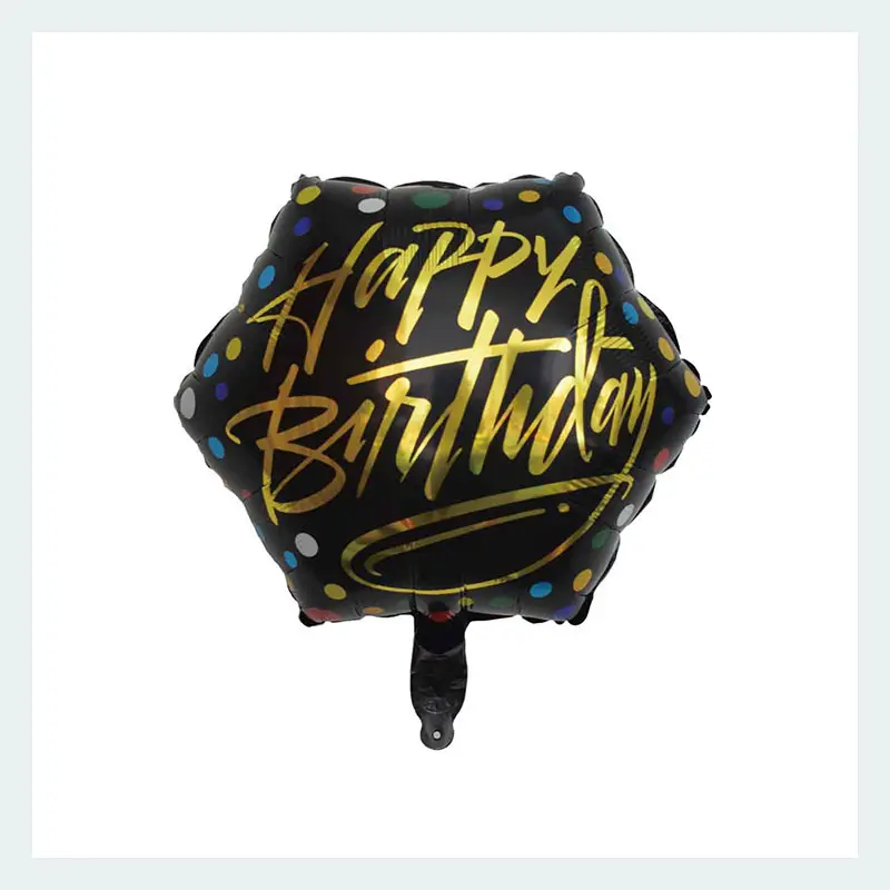 Hot new Foil Children Birthday Inflatable Toys Balloons 18inches hexagon Happy Birthday For Party Decoration Party Accessories