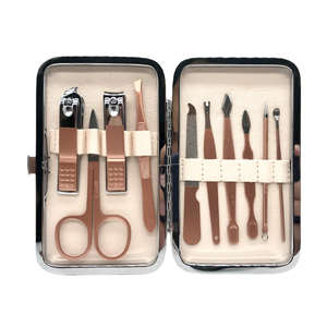 Juegos de manicura de oro rosa de 10 piezas, suministro de pedicura, productos para el cuidado personal de las uñas, incluye tijeras para cejas - Product Image 4