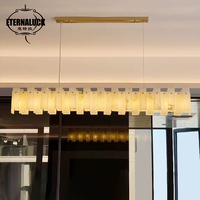 Ventes chaudes - Lustre de table à manger pour hôtel, maison, villa - Luminaire suspendu en albâtre - Style moderne minimaliste - Lampe suspendue LED en marbre
