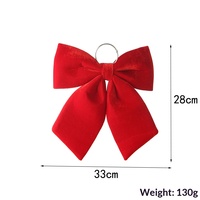 Nœuds de Noël suspendus surdimensionnés en polyester modernes - Nœuds en velours rouge et tweed à carreaux pour décoration d'arbre, de porte ou de cadeau (Vente en gros)