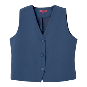 <b>Women's</b> <b>Navy</b> Blue V-neck Formal Vest Single Breasted Button Closure Woven Solid Color Suit <b>Waistcoat</b> Regular Length - Product Image 1