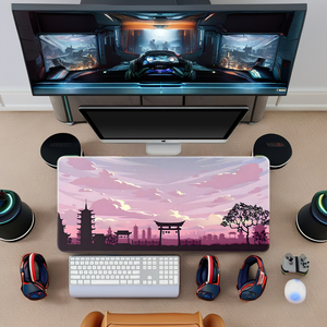 <span class=keywords><strong>Pink</strong></span> Sky Mouse Pad im japanischen Stil Große, verlängerte Schreibtisch matte mit rutsch fester Gummi basis im Tempel-und Torii-Design - Product Image 5