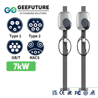 GEEFUTURE Chargeur EV AC 7 kW mural Type 2 Niveau 2 pour la maison 1/3 phases 16A 32A IP66 avec contrôle par carte RFID et application Wi-Fi
