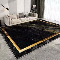 0029 2026 Tapis et moquettes imprimés 3D épais et élégants avec motifs dorés et noirs en pièces pour chambre à coucher