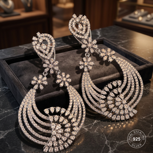 Statement Sterling Silver CVD <b>Diamond</b> <b>Earrings</b> with EF VVS VS Lab Grown <b>Diamonds</b> - Product Image 1