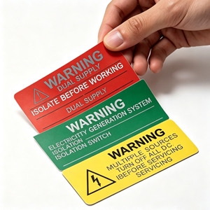 Étiquettes d'avertissement de sécurité en PVC personnalisées, autocollants de précaution à gratter, formes personnalisées, panneaux en vinyle brillant UV pour marquage industriel - Product Image 1
