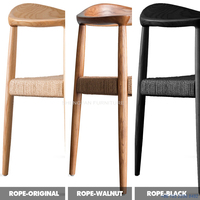 Chaises en bois massif avec accoudoirs, style Kennedy, siège en corde tressée, vente en gros d'usine