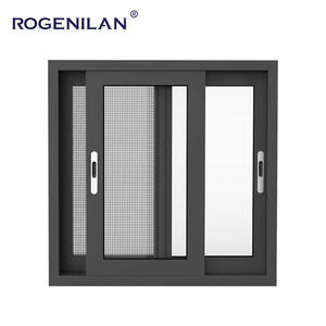 Rogenilan Canada Slides <strong>Window</strong> <strong>With</strong> <strong>Mosquito</strong> <strong>Net</strong> Black Aluminum Profile Low-e Glass Sliding <strong>Windows</strong> Price - Product Image 1