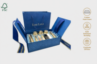Boîte cadeau de luxe personnalisée à double porte avec fermeture magnétique, emballage en matériau recyclé pour les soins de la peau, les parfums, carton rigide de 1200 g