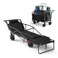 Chariot de camping multifonctionnel pliable à plat, chariot de plage à roues robustes, chariot 2 en 1, grande capacité 400L, charge 150kg