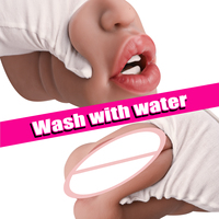 Masturbateur masculin réaliste 3 en 1, avec lèvres charnues arrondies, double tête, vagin de poche, texture 3D, jouets sexuels pour hommes, godet de masturbation
