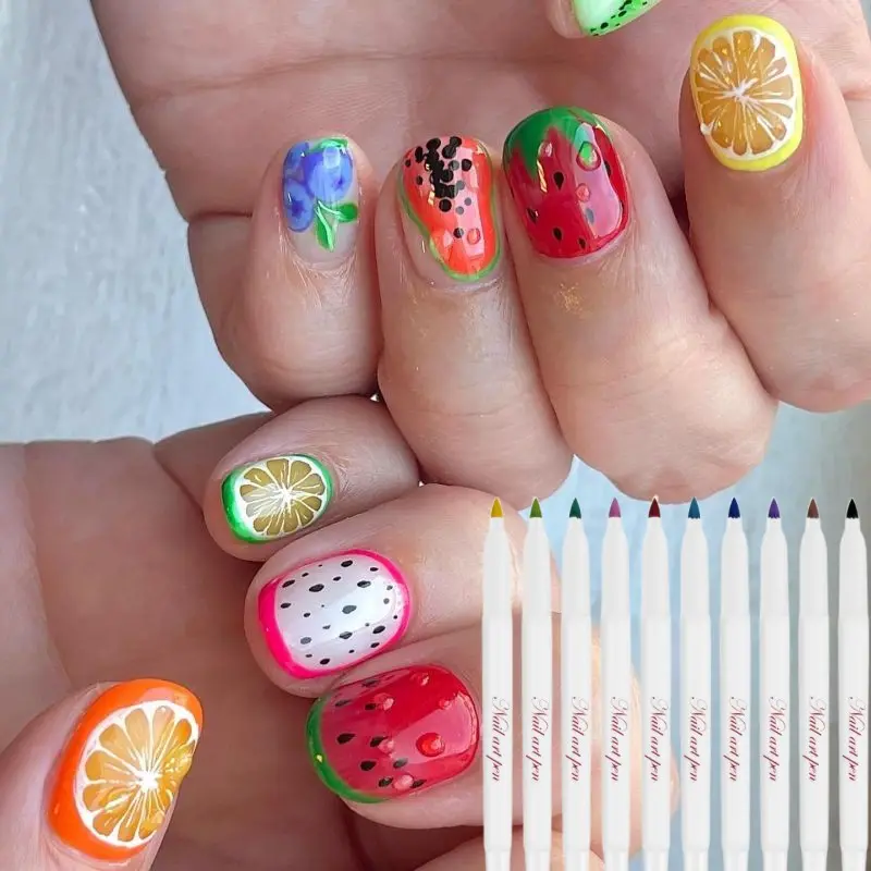 KHY OEM חדש הגעה Nailart אספקת כלים פולני עם קצה מברשת ציור ציור אמנות גרפיטי עבור נייל צבע אקרילי לצייר עט