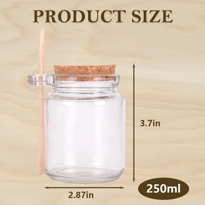 Botella Redonda de Vidrio para Condimentos de Cocina, 100ml 250ml, Recipientes para Almacenar Especias con Tapa de Madera y Cuchara de Madera - Product Image 2