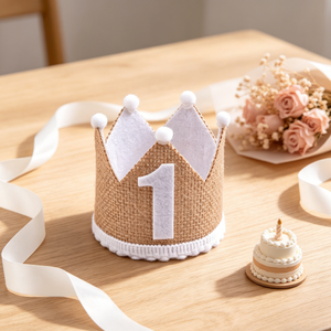 Accesorios Novedosos para Fiestas de Baby Shower, Gorros de Corona de Algodón y Lino para Niños, Accesorios para Sesiones de <span class=keywords><strong>Fotos</strong></span> de <span class=keywords><strong>Cumpleaños</strong></span>, Gorros de Corona para el Primer <span class=keywords><strong>Cumpleaños</strong></span> del Bebé - Product Image 3