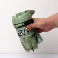 Nouvelle bouteille d'eau de sport en plastique à rabat de 600 ml, gobelet de fitness portable pour la poudre de protéines en plein air, bouteille de milkshake