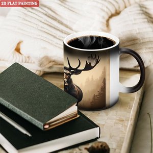 Frosted Black <b>Ceramic</b> Mug 11oz Heat Color Changing Magic <b>Cup</b> For Tea Beverage Home Leisure - Product Image 3