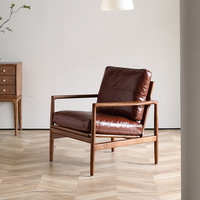 Canapé en cuir et bois massif de style nordique, minimaliste italien, pour salon et chambre, avec revêtement en cuir de vachette pleine fleur et rembourrage en duvet