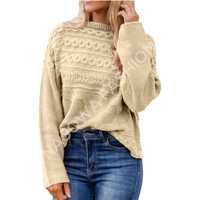 Pull de Noël décontracté en laine tricotée 100 % pour femme, grande taille, avec logo frontal, doublure en laine, chaud, anti-boulochage, respirant, col ras du cou