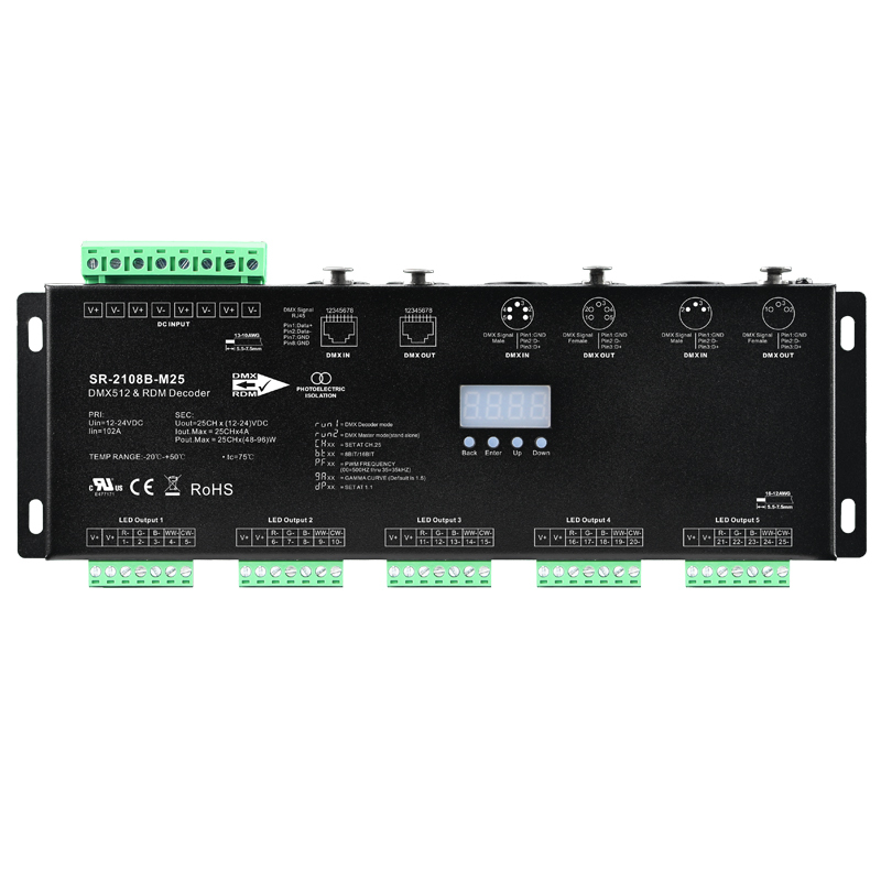 25 Channels RDM Enabled DMX512 <strong>Decoder</strong> for LED Lighting with Standard Alone <strong>Master</strong> Mode