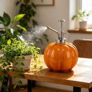 Bouteille pulvérisatrice pour plantes d'intérieur en céramique en forme de citrouille personnalisée - Product Image 1