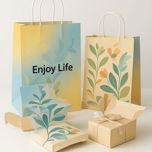 Sang trọng lớn 40cm Túi giấy với hoa xử lý tùy chỉnh thiết kế bao bì với dây xử lý moq 1000 nhà máy trực tiếp - Product Image 1