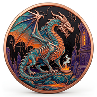 Pièce décorative en cuivre pur 999 de 1 oz, motif Dragon Gardien, Art Métallique 3D en Relief, Finition anti-UV, Symbole de Force