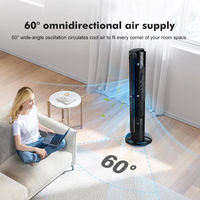 Nouveau produit : Ventilateur tour électrique en plastique 58,5 dB, 12 vitesses, sans pales, avec télécommande, contrôle par application tactile et minuterie 15 heures, pour usage domestique et hôtelier