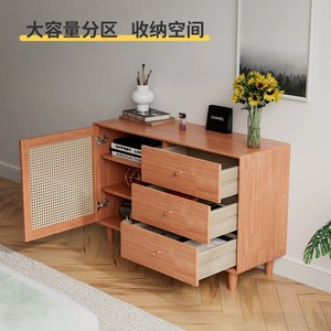 Table de maquillage en rotin japonais <span class=keywords><strong>armoire</strong></span> seau un bois massif nordique maison chambre rangement commode rétractable - Product Image 4