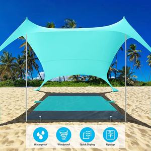 خيمة شاطئ WOQI 31 عالية الجودة من قماش ليكرا مع أكياس رمل وأوتاد، مظلة صيفية للحماية من الشمس للاستخدام الخارجي - Product Image 2