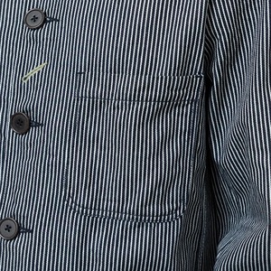 <span class=keywords><strong>Veste</strong></span> de boulangerie personnalisée <span class=keywords><strong>veste</strong></span> de corvée coupe légèrement décontractée Hickory Stripe Denim: 100% coton teinté indigo simple évent arrière - Product Image 5