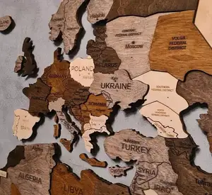 3D世界地图墙木制地图世界木制旅行推销地图