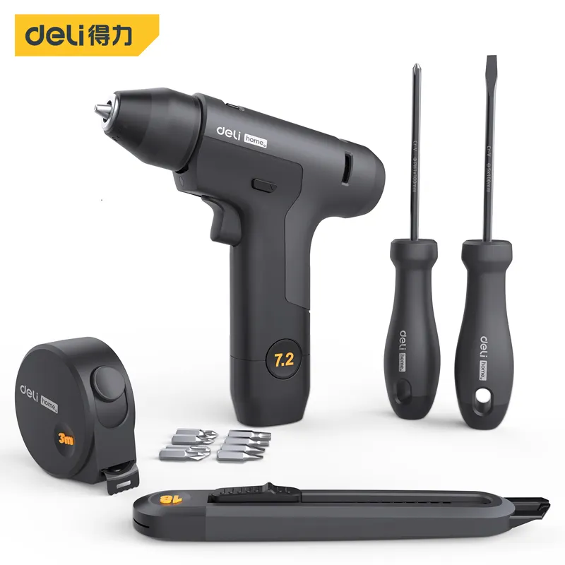 Deli HT0206 10N.m 2000mAh DIY Chargeable Tools Household Drill Machine Portable Cordless Li-ion Angle Grinder Set