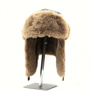 Chapeau rétro pour homme, chapeau d'hiver en coton lavé, chapeau de trappeur épais pour le ski en plein air avec fourrure - Product Image 3