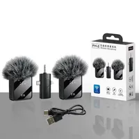 Microphone Lavalier sans Fil en Plastique avec Réduction de Bruit, Rechargeable et Portable, pour Android, iPhone et Podcast