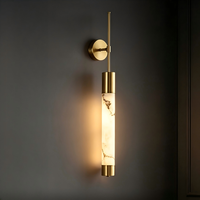 Applique murale moderne minimaliste en albâtre, lampe cylindrique en fer et marbre, éclairage LED pour restaurant, salon, chambre, hôtel, décoration