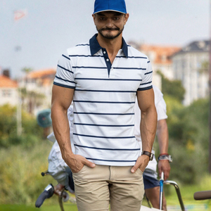 Polo a Rayas para Hombre, 100% Algodón, Manga Corta, Casual, para Golf, con Logotipo Personalizado - Product Image 2
