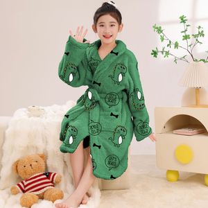 Peignoir <span class=keywords><strong>de</strong></span> <span class=keywords><strong>nuit</strong></span> en polaire tricotée douce et chaude en polyester corail pour garçons, enfants et adolescents, pour la salle <span class=keywords><strong>de</strong></span> bain, automne-hiver - Product Image 4