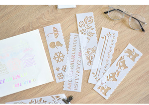 8 pz/pacco Stencil Drawing Kit per bambini disegno Stencil Set regalo per ragazzo ragazza creazione di carte fai da te per Planner Album fotografico Scrapbook - Product Image 6