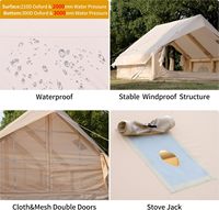 Tentes de camping gonflables avec pompe manuelle, 6-8 personnes, imperméables, résistantes au vent 3000+ mm, tente cabane en Oxford avec fenêtre en maille pour cheminée, 4 saisons