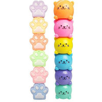 Surligneurs Fluorescents Empilables DIY en Forme de Cœur Animal Mignon Kawaii, Papeterie Couleurs Macron, Lot de 5-6 Couleurs, Pinceau à Bout Pointu