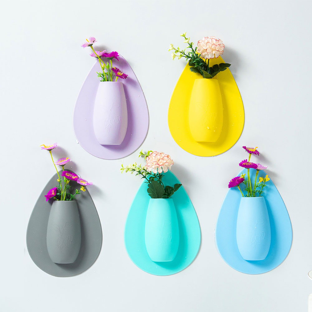 Creative Decoration Living Room, Wall Magnets Small Plastic Crafts Flower Water Pot Silicone Small Silica Gel Vase/