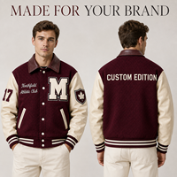 Veste universitaire pour homme personnalisée, écologique et respirante, avec patch en chenille, col rabattu, mélange de laine jacquard et fausse cuir sur le devant