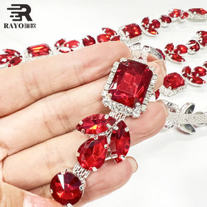 Trimming on <strong>Roll</strong> for Bridal Applique Wedding Belt Wholesale Price Starry Crystal Fringe Trim by the Yard Cup Chain Rhinestone - Product Image 3