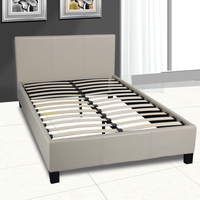 Lit double en cuir Pu souple avec cadre en bois et élévateur, mobilier de chambre à coucher